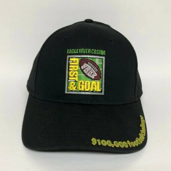 Other - Eagle River Casino First & Goal Baseball Hat Black Cap Strap Cotton Advertising